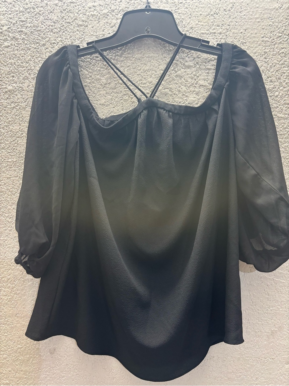 1. State Black Off-Shoulder Puff Sleeve Top